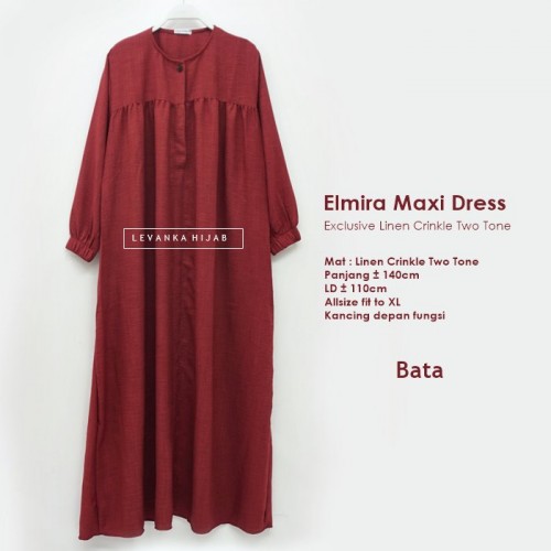 Elmira-025 Basic Dress Linen Crinkle Two Tone